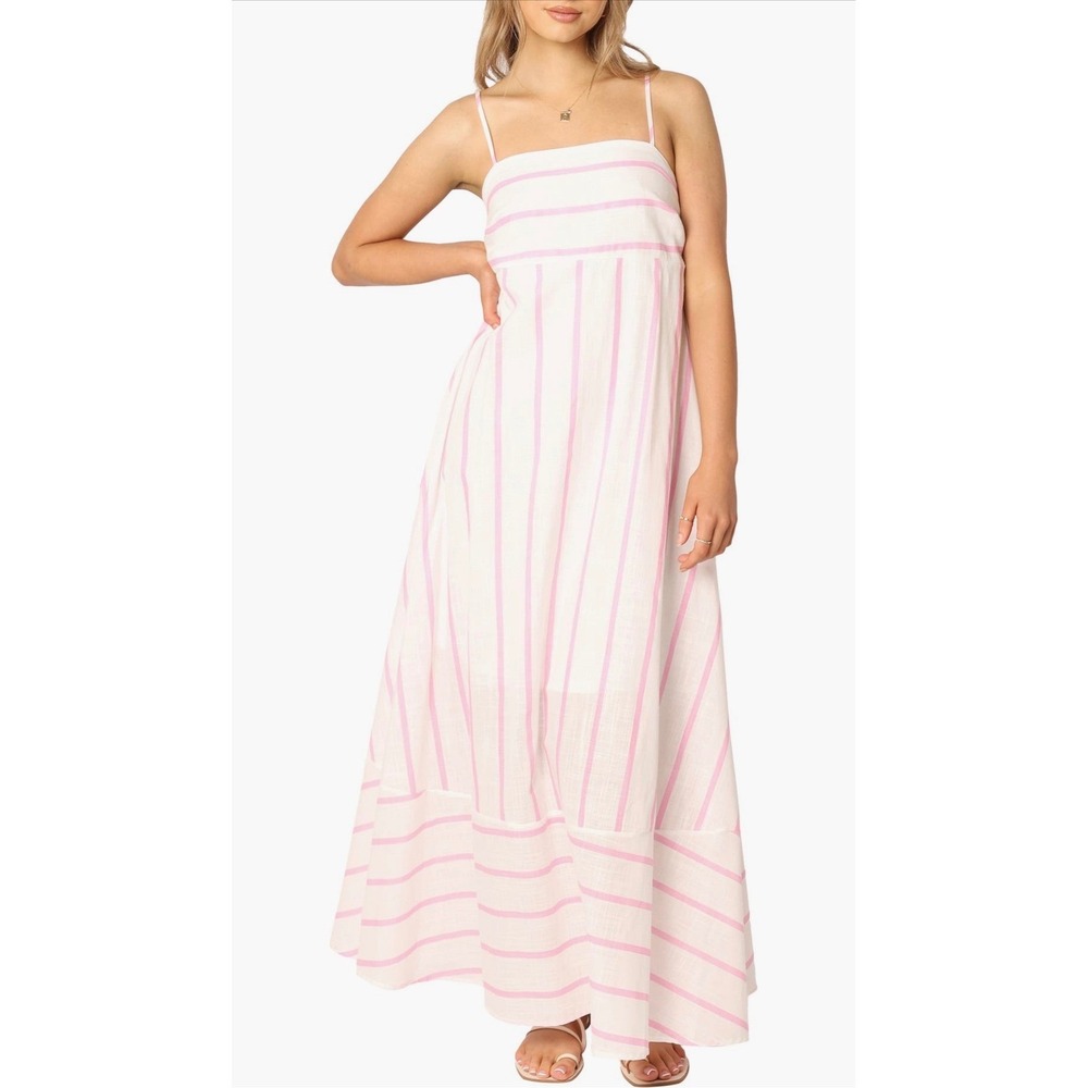 New! Petal & Pup Seville Stripe Maxi Dress Pink Stripe Size Small